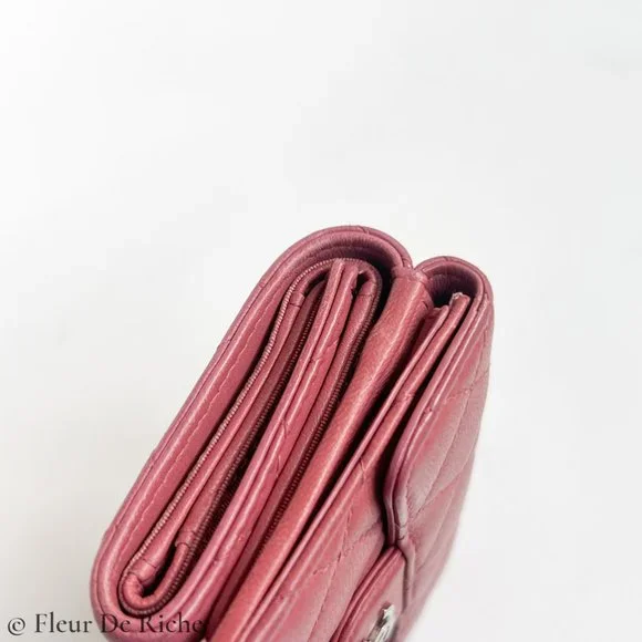 Chanel Classic Trifold Pink Flap Wallet Quilted Lambskin - Picture 4 of 10
